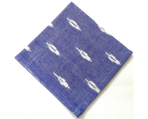Indigo - 12" IKAT PRINT - 100% Cotton Unisex Men Women Pocket Square Handkerchief Hanky